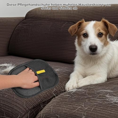 runpeak Tierhaarentferner Handschuh – 2 Stück Effiziente Haarentfernung, Katzenhaarentferner, Doppelseitiger Fellmagnet, Wiederverwendbarer Haarentfernung Handschuh Tiere mit Anti-Statik-Funktion