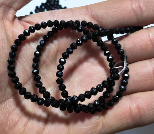 Image of GoSetGet! 4mm Rondelle /Tire (1000 Pcs) Black Crystal Macrame Plastic Beads for Arts, Crafts & Decoratives-High Sparkle Cutting Crystal Beads for Macrame, Jhula, Torana, Jhumar (Black)