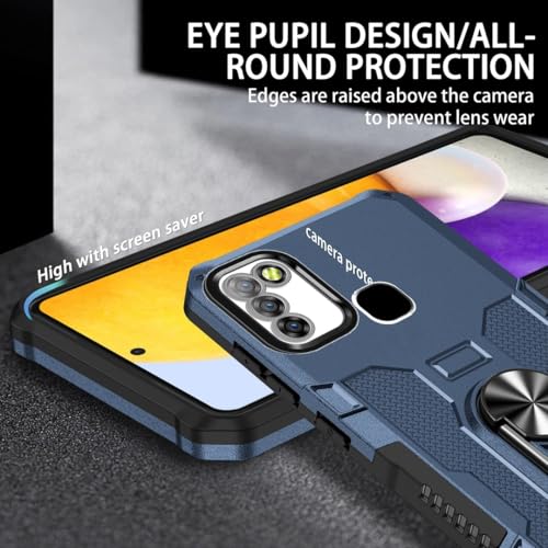 Coque Infinix Smart 5 rigide anti-chute bleue avec anneau support