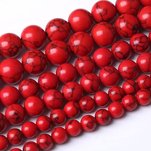 45PCS 8MM Beads Red Turquoise Beads with Mother-of-Pearl Round Loose Beads Natural Gem Beads for Jewelry Making 15"