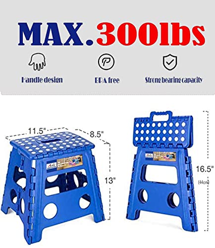 Image of ACKO Folding Step Stool -13 inch Height Premium Heavy Duty Foldable Stool for Kids and Adults, Kitchen Garden Bathroom Stepping Stool