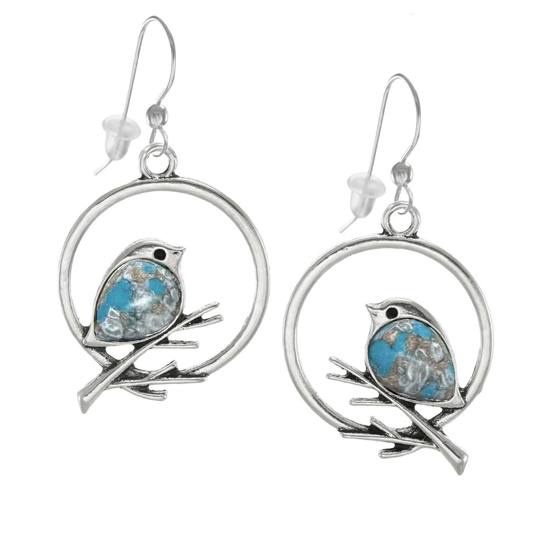 Vintage Bohemian Blue Turquoise Kingfisher Bird Dangle Earrings for Women – Elegant Handcrafted Nature-Inspired Statement Jewelry-image-4
