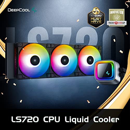 Deepcool Liquid Cooler Ls720 360Mm 4Th Gen Dual-Chamber Pump 3100Rpm 300W Tdp Aio Cooler Anti-Leak Tech With Daisy-Chain Fans Argb Cpu Water Cooler Infinity Mirror For Amd Am4/Am5 Lga 1700/1200, Black #TOP1