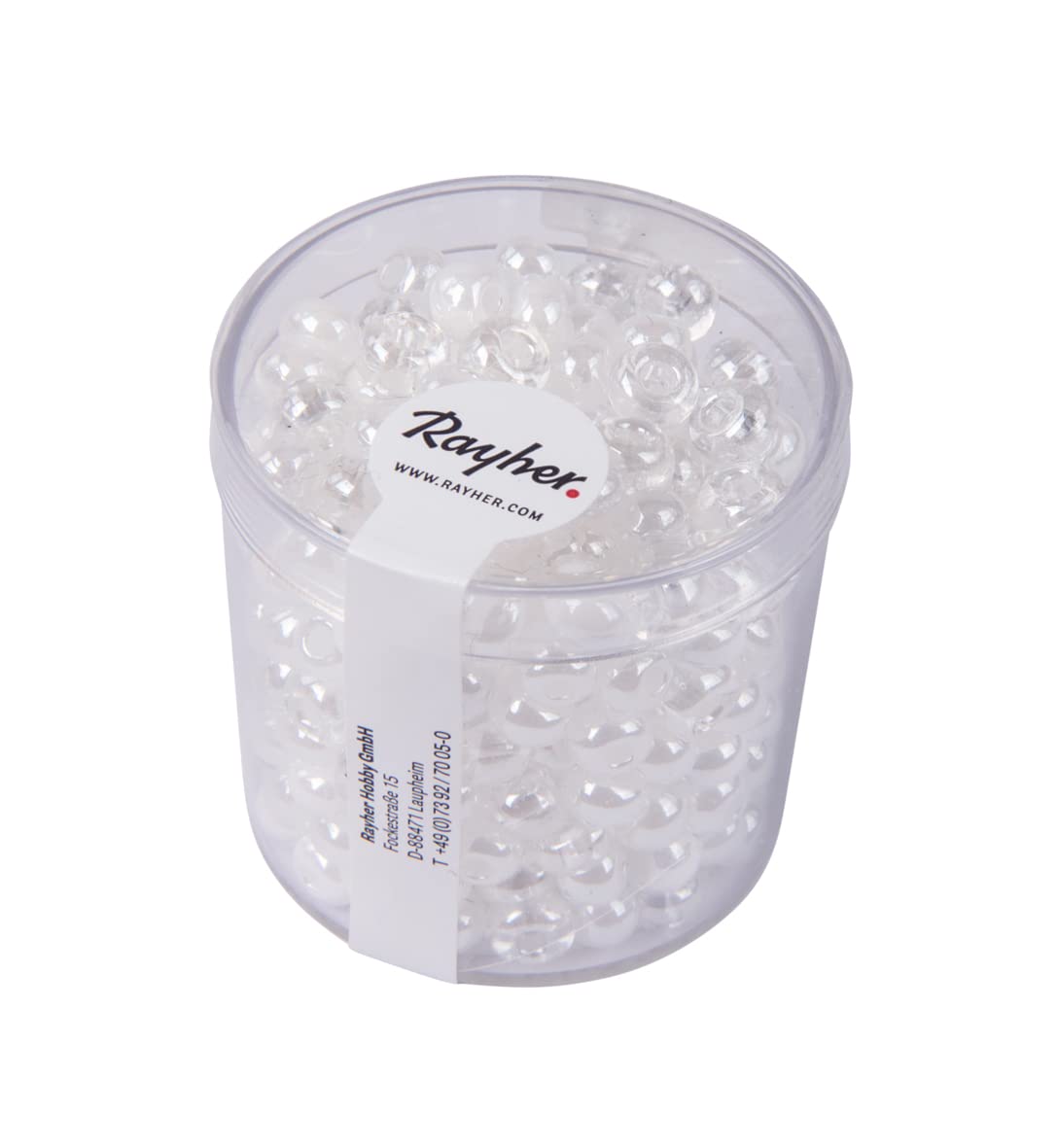 Rayher White Large Hole Glass Beads For Jewellery Making And Crafting, Glass Beads Large Hole, Bead Diameter 6Mm, Hole Size 2.5Mm, 55G, 14871102