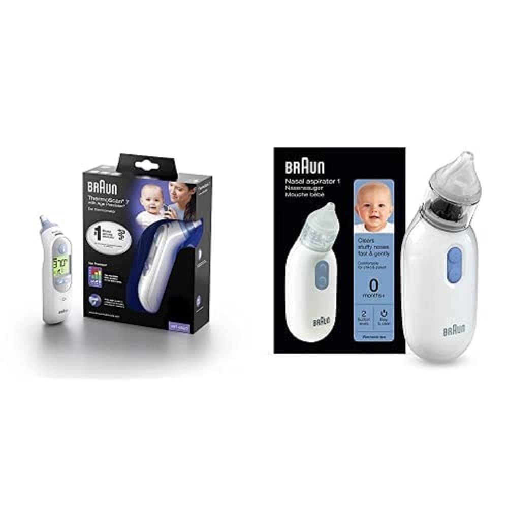 Braun ThermoScan 7 Ohrthermometer + Braun Nasensauger 1, BNA100EU. Befreit verstopfte Nasen schnell und sanft