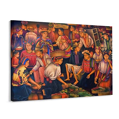 Guatemala Art Mayan Art South America Latin American Art Painting Poster Canvas Wall Art Prints For Wall Decor Room Decor Bedroom Decor Gifts 24X32Inch(60X80Cm) Frame-Style #TOP14
