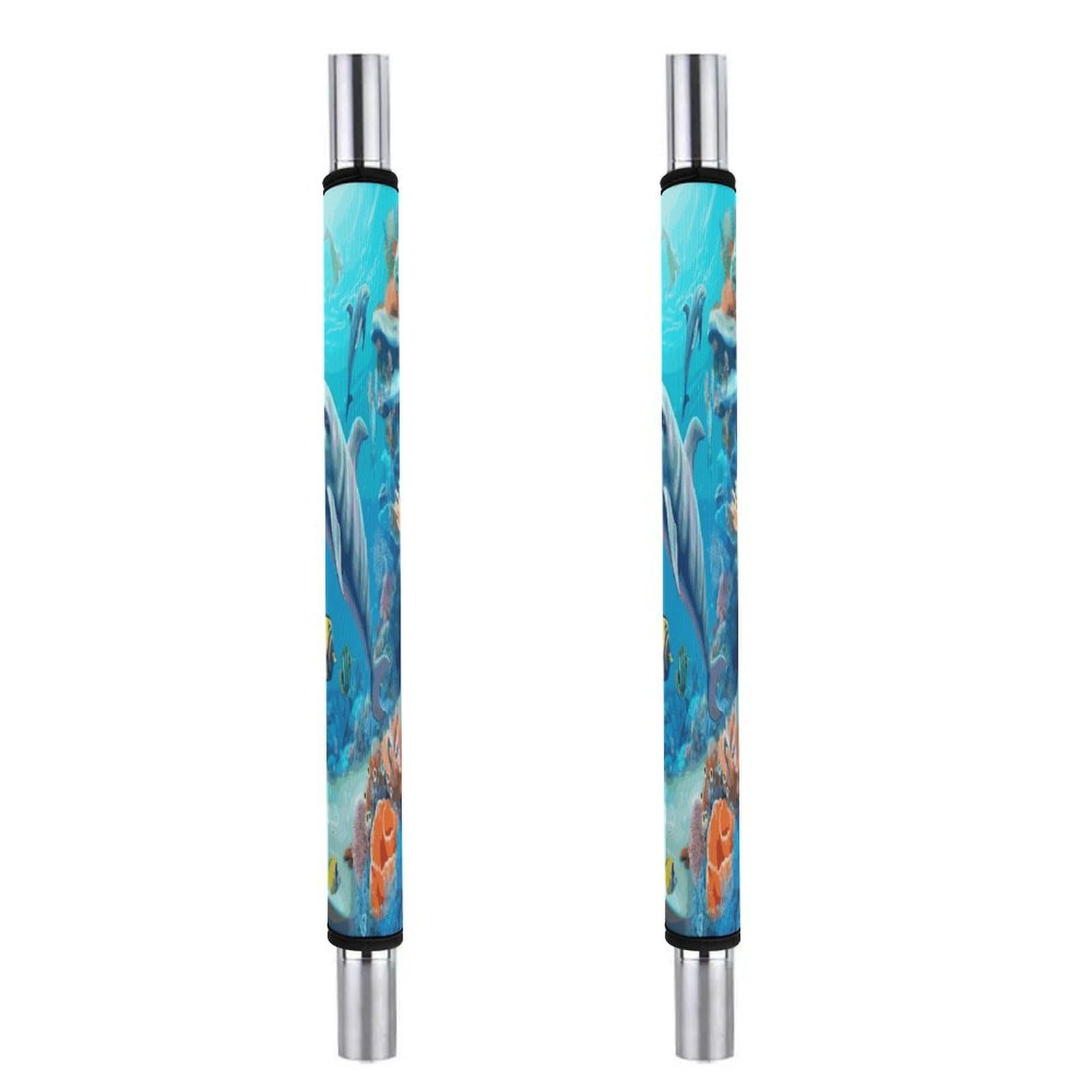 Adfgyerh Style Seabed Coral Fish Dolphins Refrigerator Door Handle Covers 2 Pcs, Refrigerator Handle Covers Non-Slip Fridge Handle Covers For Oven Microwave Dishwasher Appliance Door Sleeves