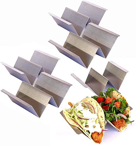 Taco Holder - Taco Holders -With Free Recipe Ideas - Taco Stand - Taco Tray - Taco Rack - Stainless Steel Taco Holder (6 Pack with handles)