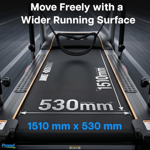 Image of Propel FitnessOne ST 93i Senior-Friendly Treadmill with Adjustable Handrails & Safety Belt, 8 HP Peak Motor, 1510 x 530 mm Belt, 12 Auto Incline, 0.2-10 km /h