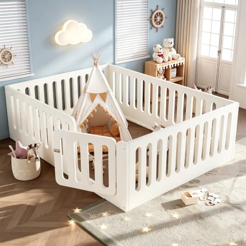 Image of Bellemave Queen Montessori Floor Bed Frame,Beige