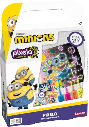 Lansay – PIXELO PHOSPHO 2D – Minions – Kit créatif Dessin Phosphorescent Enfant 7 Ans+ – Loisir créatif Enfant – Activité Manuelle sans écran – Dessin Lumineux – Loisirs créatifs à Domicile