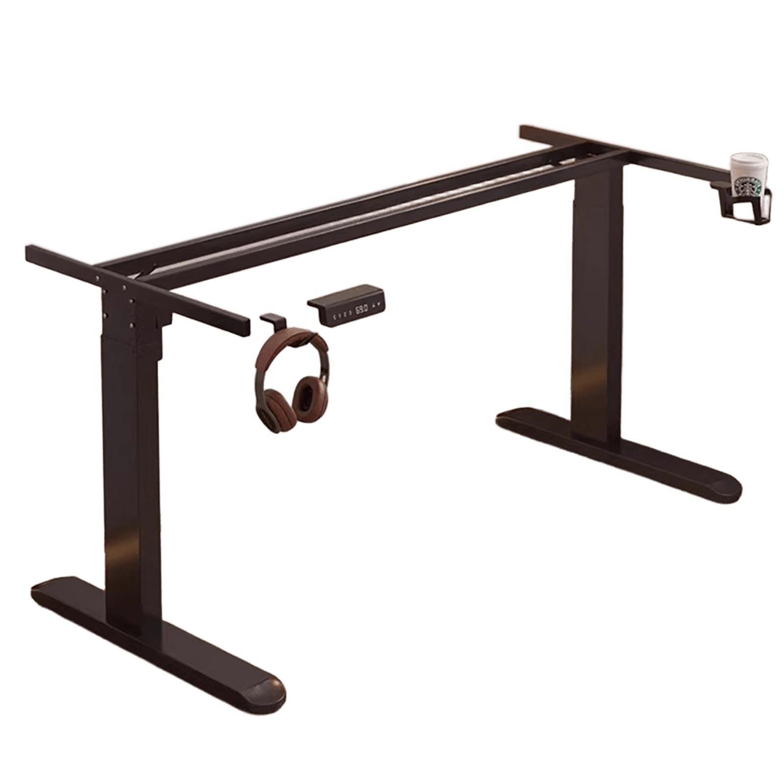 CGCSYZ Adjustable Electric Standing Desk Frame with Memory Function & Anti-Collision Protection – Height Adjustable Steel Computer Table Legs (Negro 73x50x72)