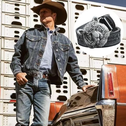 Western Cowboy Belts for Men Women Cowgirl Belt Floral Engraved Leather Belts for Jeans Pants Rodeo,Black,110CM/43.3''4