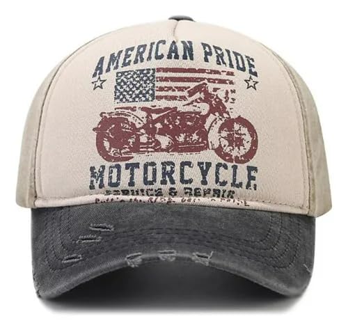 Boné LukeSports Motorcycle Vintage – Algodão, Ajustável e Confortável (BR, Alfa, Único, Preto)