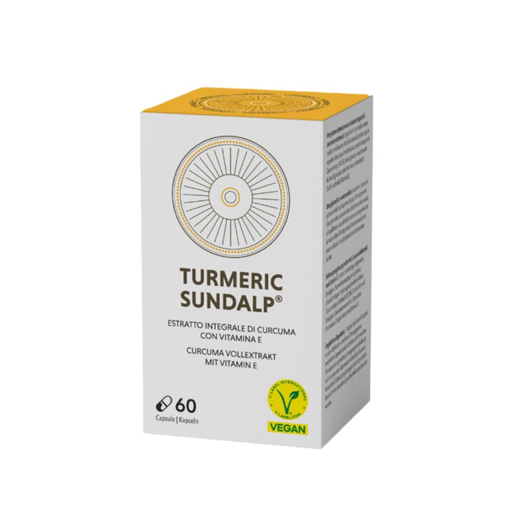 SUNDALP Turmeric | Integratore per Benessere Digestivo e Articolare | Integratore Alimentare con Estratto Integrale di Curcuma Longa e Vitamina E - 60 Capsule
