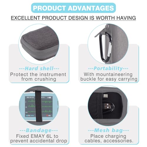 Image of Hard Carrying Case Compatible with EMAY 6L Portable ECG Monitor