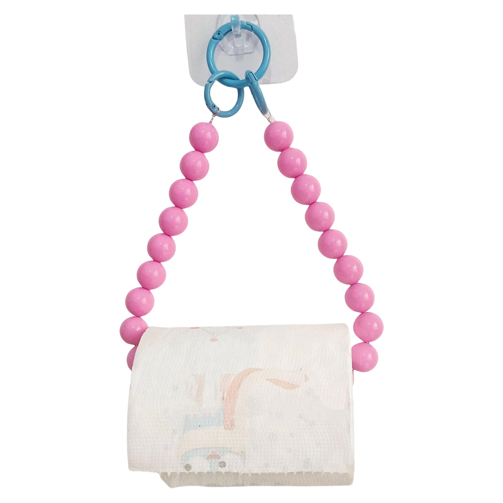 Kalttoy Colorful Beaded Hanging Tissue Holder Easy Installation Tissue Dispenser for Living Room Kitchen Paper Towel Rack Colorful Beaded Holder