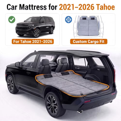 Image of Car Mattress for 2021-2026 Chevrolet Tahoe, Upgraded Non-Inflatable Thickened Foam SUV Car Camping Mattress, Foldable Trunk Sleeping Pad Car Bed Mattress for Road Trips Camping Travel