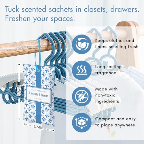 Image of SCENTORINI Scented Sachets for Drawers and Closets, Linen Scent 14 Pack | Long-Lasting Home Fragrance Sachets Bags Gift Set, Wardrobe Freshener for Dresser, Closets, Clothes Storage, Suitcases