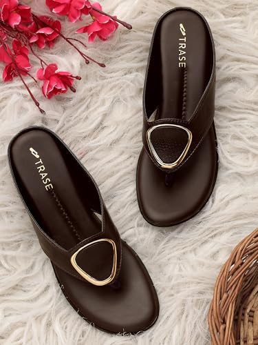 Image of TRASE Women's Fashion Sandal | Faux Leather, Comfortable & Stylish Wedges | Ideal for Casual & Formal Occasions 2 inches heel