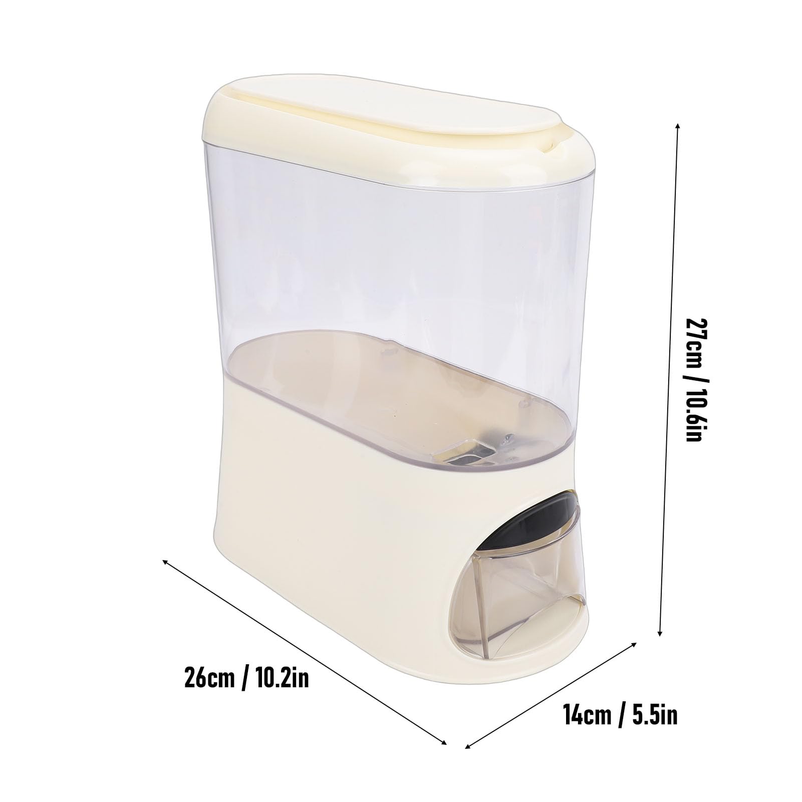 TOPINCN Dispenser Di Riso, Contenitore Per La Conservazione Del Riso Da 3 Litri Dispenser Di Cereali Sigillato Secchio Per Cereali Con Misurino Per Farina Di, Farina Di, (Color crema)
