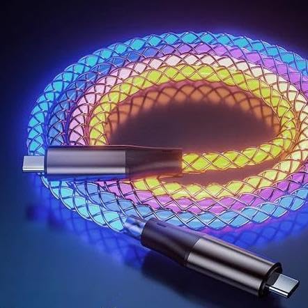 RGB USB Type C to Type C Fast Charging Cable Phone Charger High Data Speed Light Up Colourful RGB Current Flowing for All USB C Device-USB C to C RGB 39 Inche