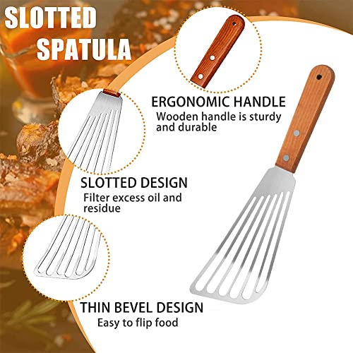 Spatola da Cucina in Acciaio Inox Spatola,Pesce Spatula Non,Stick Steak Scovel Slotted Turner Utensile da Cucina per Uova di Pesce Pancake Bistecca di Maiale - immagine 6