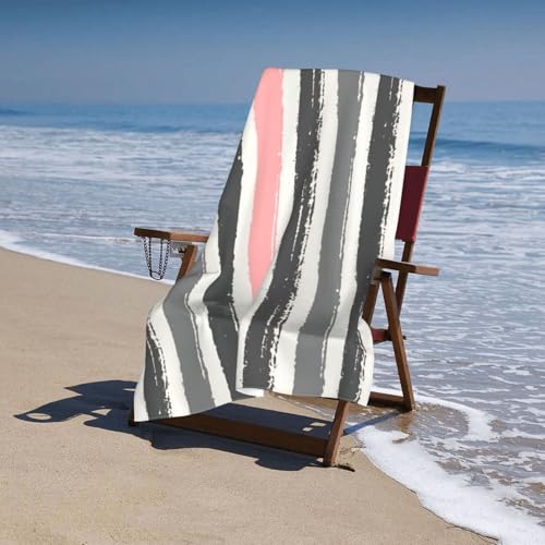 Serviette de plage microfibre rayée rose et drap de bain piscine - 6