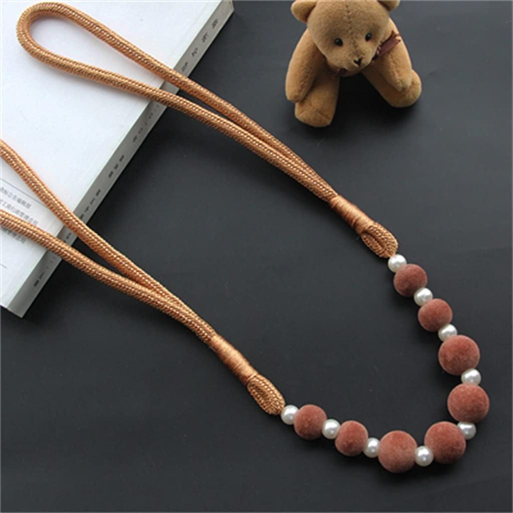 Pompom Pearl Bean Curtain Clips Bundle Strap Ties Curtain Tieback Accessories Decorative Curtain Rope (Color : E, Size : As Shown) (D As Shown)