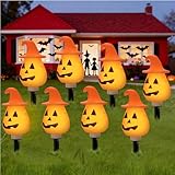 CINPIUK Halloween Decoration Pumpkin Pathway Lights - 8 Pack Solar Powered Pumpkin Stake with 8 Lighting Modes Spooky Jack-o-Lantern Garden Markers for Walkway, Yard, Garden, Haunted House Party