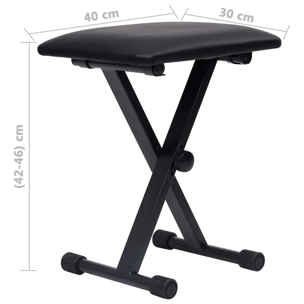 Doppelstrebiger Keyboard-Ständer und Hocker Set Schwarz Höhenverstellbar Gepolstert Stabil Für Musiker Klavier Gitarre Schlagzeug Studio Bühne Konzert