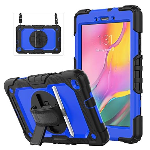 Samsung Galaxy Tab A 8.0 Case SM-T290/T295/T297 | Herize Heavy Duty Shockproof Hard Durable Rubber Protective Cover with Screen Protector Pencil Holder Hand Strap Shoulder Strap for Galaxy Tab A 8.0
