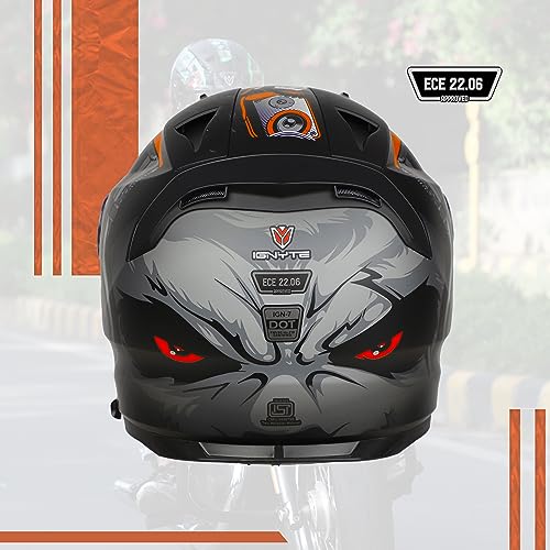 Image of Ignyte IGN-7 Bug ECE 22.06 /ISI /DOT Certified Full Face Graphic Helmet with Outer Anti-Fog Clear Visor and Inner Smoke Sun Shield