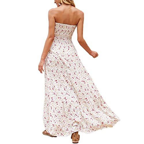 Image of Women's Summer Strapless Tube Top Maxi Dresses Off Shoulder Boho Beach Long Dress
