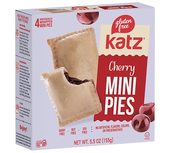 Katz Gluten Free Cherry Mini Pies | Dairy Free, Nut Free, Soy Free, Gluten Free | Kosher (1 Pack of 4 Mini Pies, 5.5 Ounce)