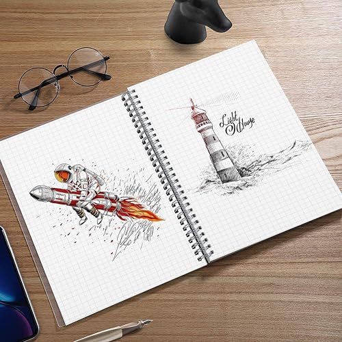 Image of amazon basics Graph Paper Notebook | A5 Graph Grid Spiral Notebooks | 480 Pages, 100 GSM | 5.5 inch x 8.3 inch | Durable | Acid-Free | Set of 3