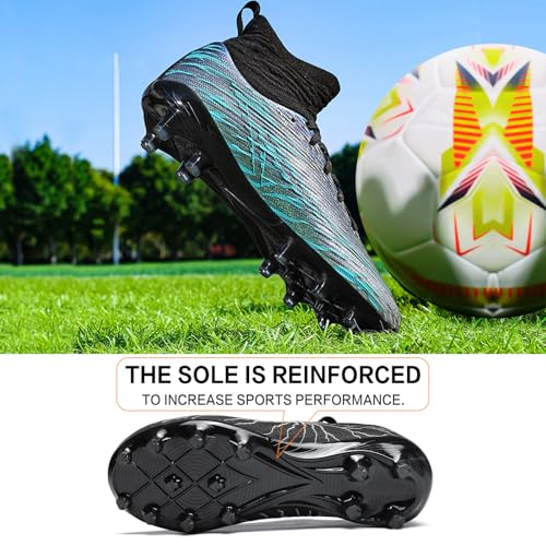 Image of Soccer Cleats for Mens Womens High Tops Lace Up Unisex Football Shoes Indoor Turf Soccer Shoes AG FG TF for Beginners to Advanced Players