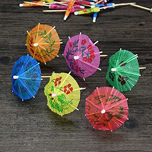 TIPTOP DECORATION Premium Paper Folding Umbrella Tropical Hawaiian Topper Toothpicks (Pack of 50, Assorted Multi) 3