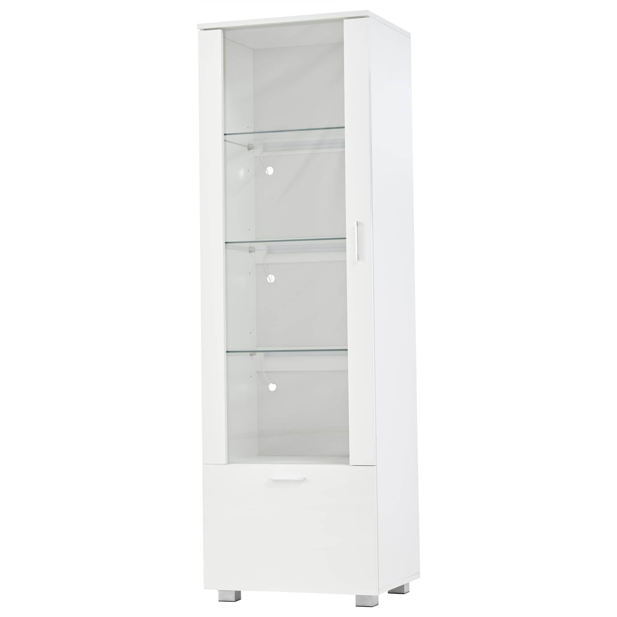 50 x 40 x 160 cm, vitrinas blancas brillantes con puerta acrílica, vitrina acrílica iluminada con LED, vitrinas para coleccionables, perfumerías, estanterías y vitrina acrílica con puertas