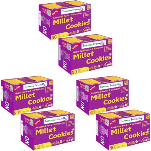 Image of TummyFriendly Foods Millet Cookies for Kids Adults. Millet Healthy Biscuits, Ragi and Jaggery. Healthy Snacks for kids Babies 1 Year Old. Gift the Best Healthy Cookies - Assorted - 8x75g (600g)