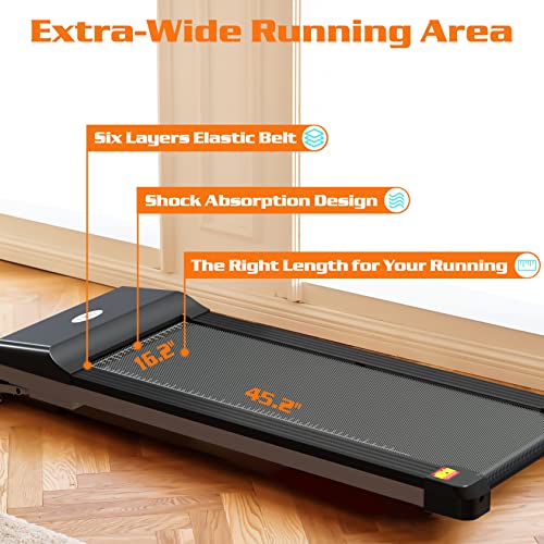 Image of Under Desk Portable Walking Pad Flat Slim Treadmill with LED Display & Sport APP for Home and Office Without Assembling