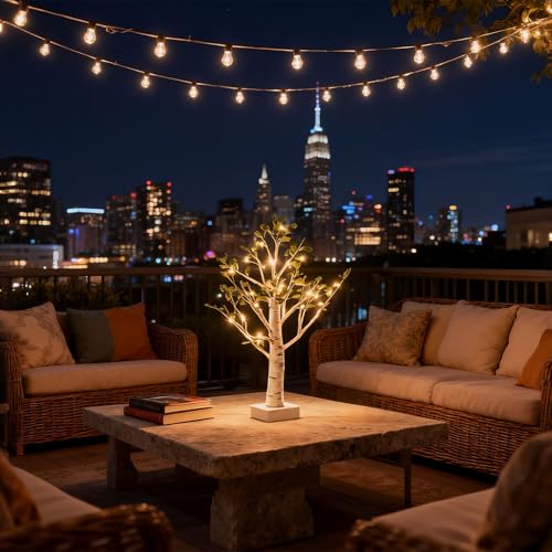 Aufun Weihnachtsdeko Lichterbaum Für Innen mit 24 LEDs Warmweiß,...