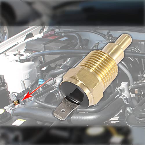 X Autohaux A21091600UX0255 Universal Automotive Radiator Engine Cooling Fan Temperature Thermo Sensor Switch 3/8 Inch Npt 180 Degree thumb #1