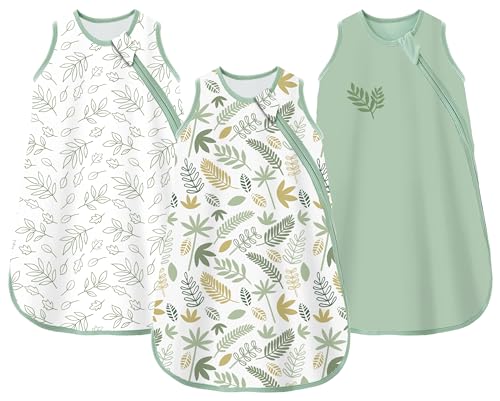 Chilsuessy Baby Sommerschlafsack 2er Pack Baby Schlafsack 0.5 Tog 100% Baumwolle Babyschlafsack Ärmellos für Neugeborene