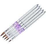 Ycyan 5Pcs Acrylic Nail Art Brush Pen Set (Size 2,4,6,8,10) Metal Handle Professional Nail Tools