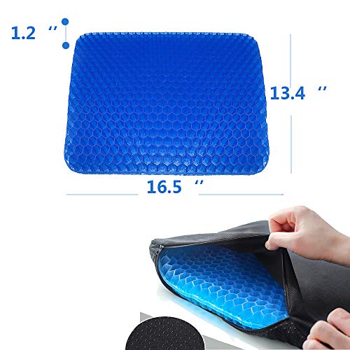 POVAST Gel Seat Cushion, Seating Pad Double Layer Honeycomb Cushion for Car Driver Home Office Chair Wheel Chair Truck Butt Hip Support Sitting Pillow, Tailbone Sciatic Nerve Spine Pain Relief (Navy) - Thumbnail 7