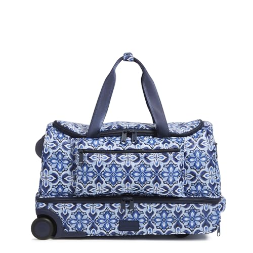 Vera Bradley Recycled Ripstop Foldable Rolling Duffle Bag, Raindrop Medallion