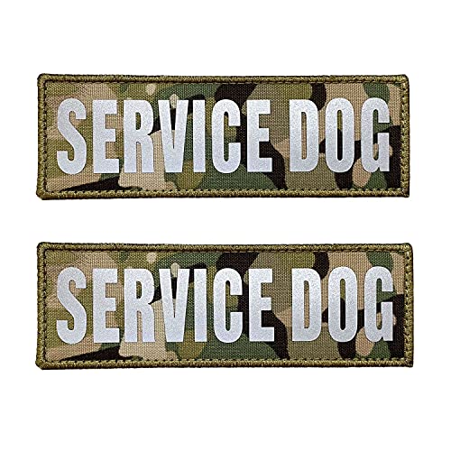 JUJUPUPS 2 Pack Reflective Tactical Dog Patches Service Dog ，in Training,DO NOT PET, Tags with Hook and Loop Patches for Vests and Harnesses (MC, Service Dog) by JUJUPUPS - Used condition - US$6.90