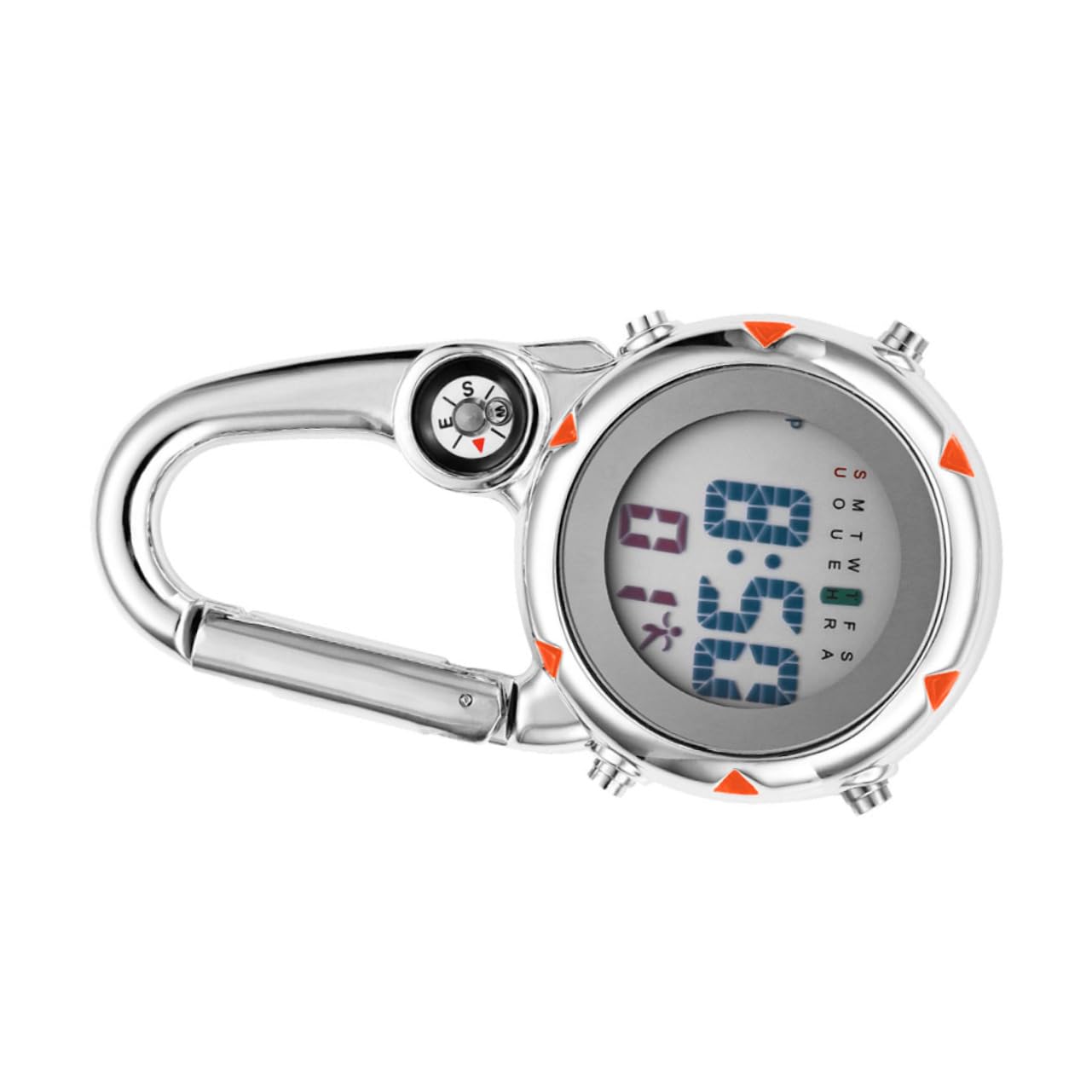 Abaodam Bergsteiger Hakenhangtisch Uhr aus Edelstahl Clip-Quarzuhr Karabiner Uhr auf Outdoor achten Rucksackuhr beim Klettern aufpassen Rostfreier Stahl Orange