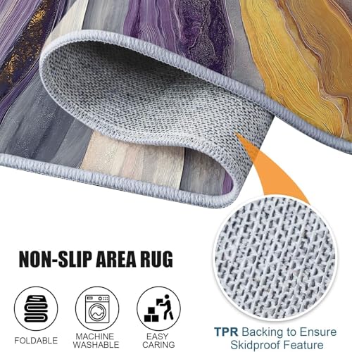 Tapis de salon lavable doux texture abstraite rectangulaire - 8